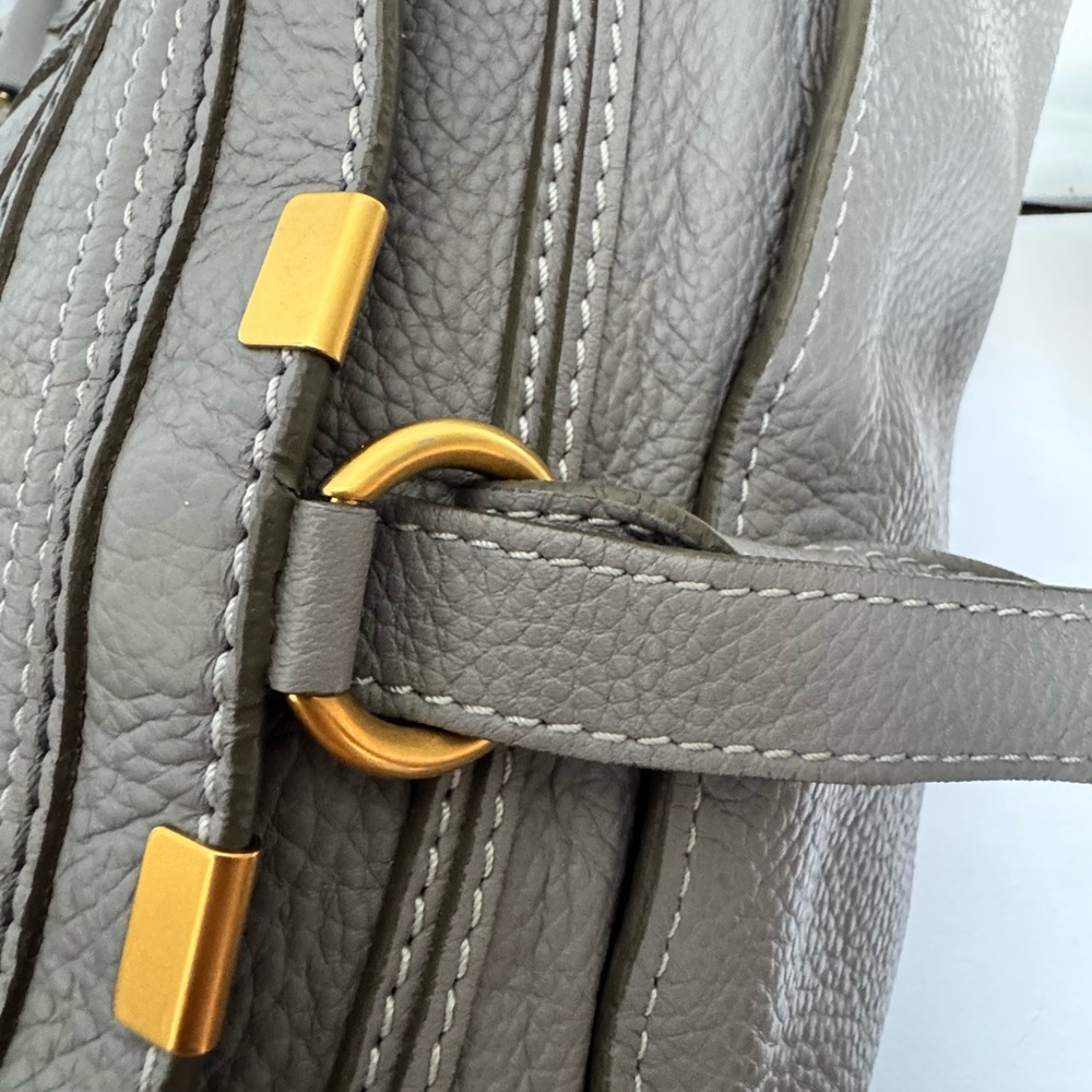 Chloe Marcie Medium Gray Leather Satchel - Picture 9 of 16